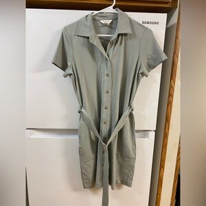 Club Monaco Sage Button-Down Midi Dress